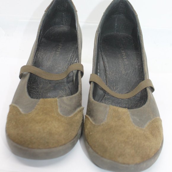 JUMP Green 'Senna' Leather and Suede Wedge Heel Mary Janes size 9 - Picture 1 of 5